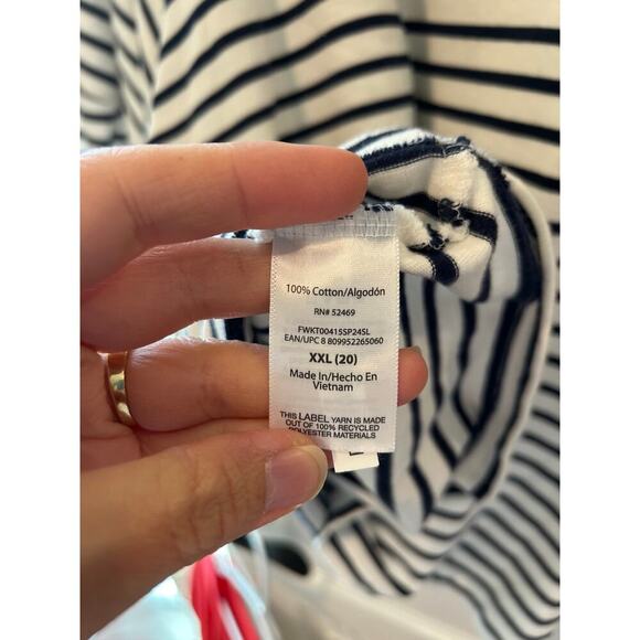 Set of 3!  Free Assembly red, blue and white striped and white puff sleeve knits - Picture 11 of 12